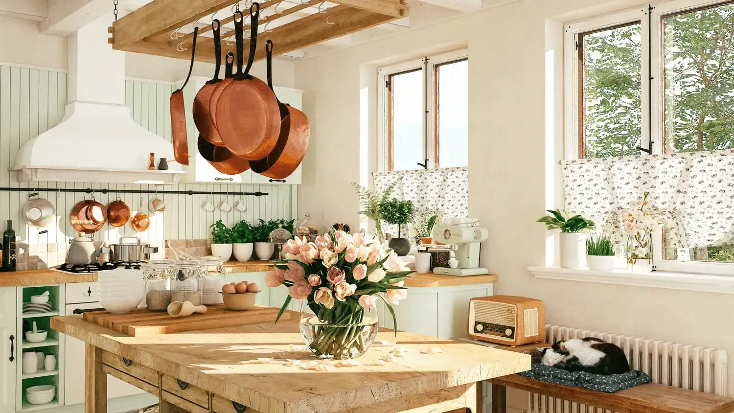 Rustic Charm Hanging Baskets Kitchen - Budget Decor Ideas
